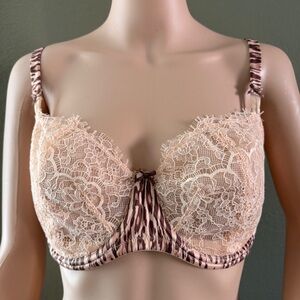 Victoria’s Secret Lace Bra in Cream and Brown Size 36DDD